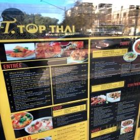 T Top Thai menu is displayed on their window as shown in this pic