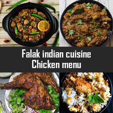 Falak indian cuisine Chicken menu