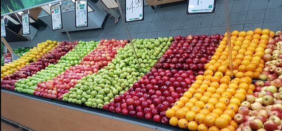 This image shows lots of fresh fruits put on display to purchase in their shop.
