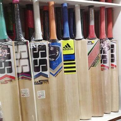 This image shows best cricket bats displayed in store in sports wave store